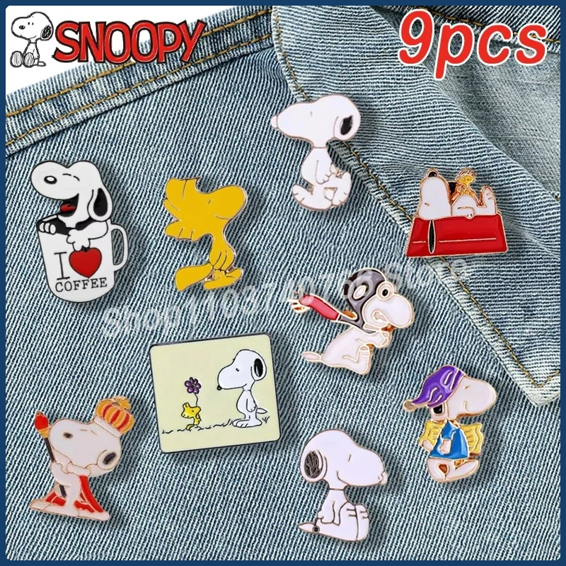 Anime Snoopy Enamel Pin Cute Cartoon Metal Brooch Snoopy Dog Charlie Party Pin Accessory Women Men Jewelry Decoration Gift