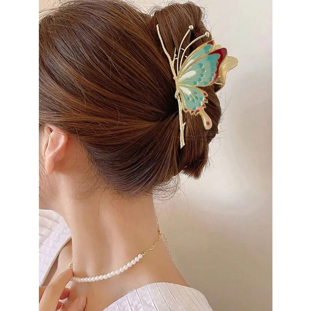 

1pc Alloy Butterfly Hair Claw, Suitable For Daily Wear Summer Outfits Hair Clips Beach Accessories