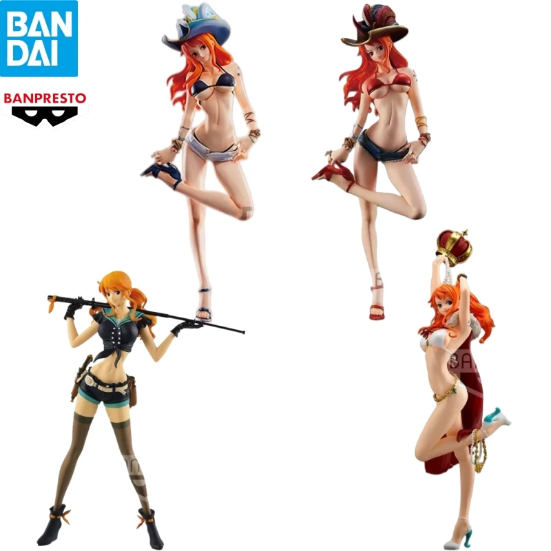 In Stock Original100% Bandai Anime Toys One Piece FDS Series Crown Nami Pirate Hat Sailor Suit Nami Collect Ornaments Model Toy