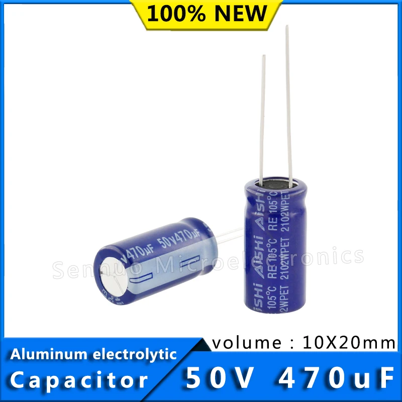 10Pcs 50V 470UF 10*20 10x20 mm Aluminum Electrolytic Capacitor High Temperature Resistant 105° High Frequency Low Resistance