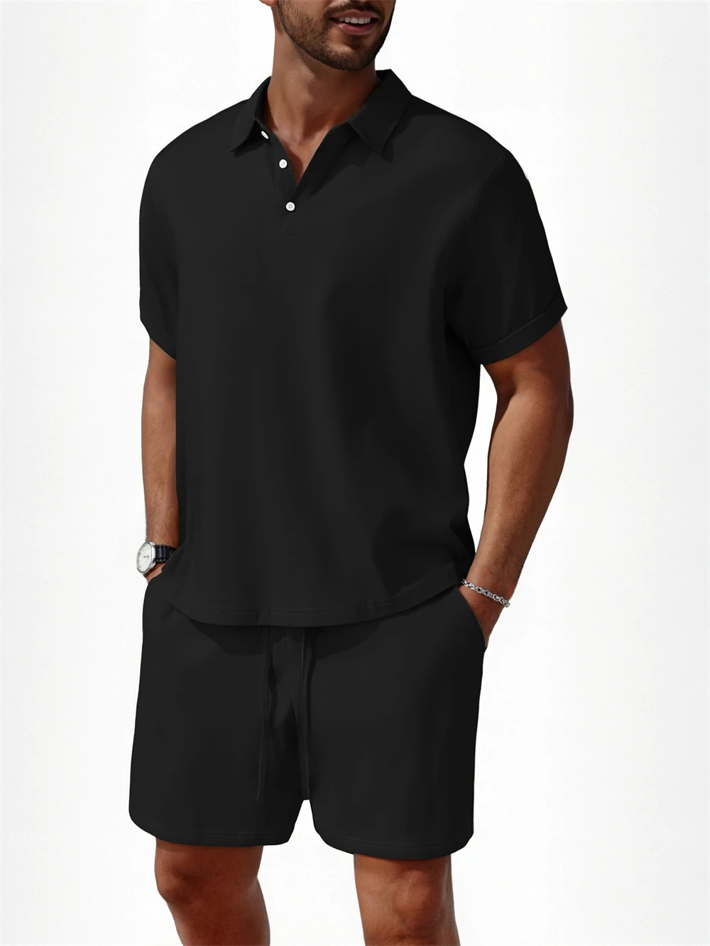 New Men's Summer Casual Sport 2 Piece Sets Fashion Cotton Linen Short Sleeve Shirt and Shorts Suit Men Loose Sport Shirt Outfits