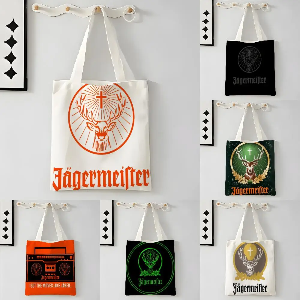 Master Of Wine Design J-Jagermeister Storage Bags Canvas Tote Bag Large Women's Designer Handbags Shopping Bags for Groceries