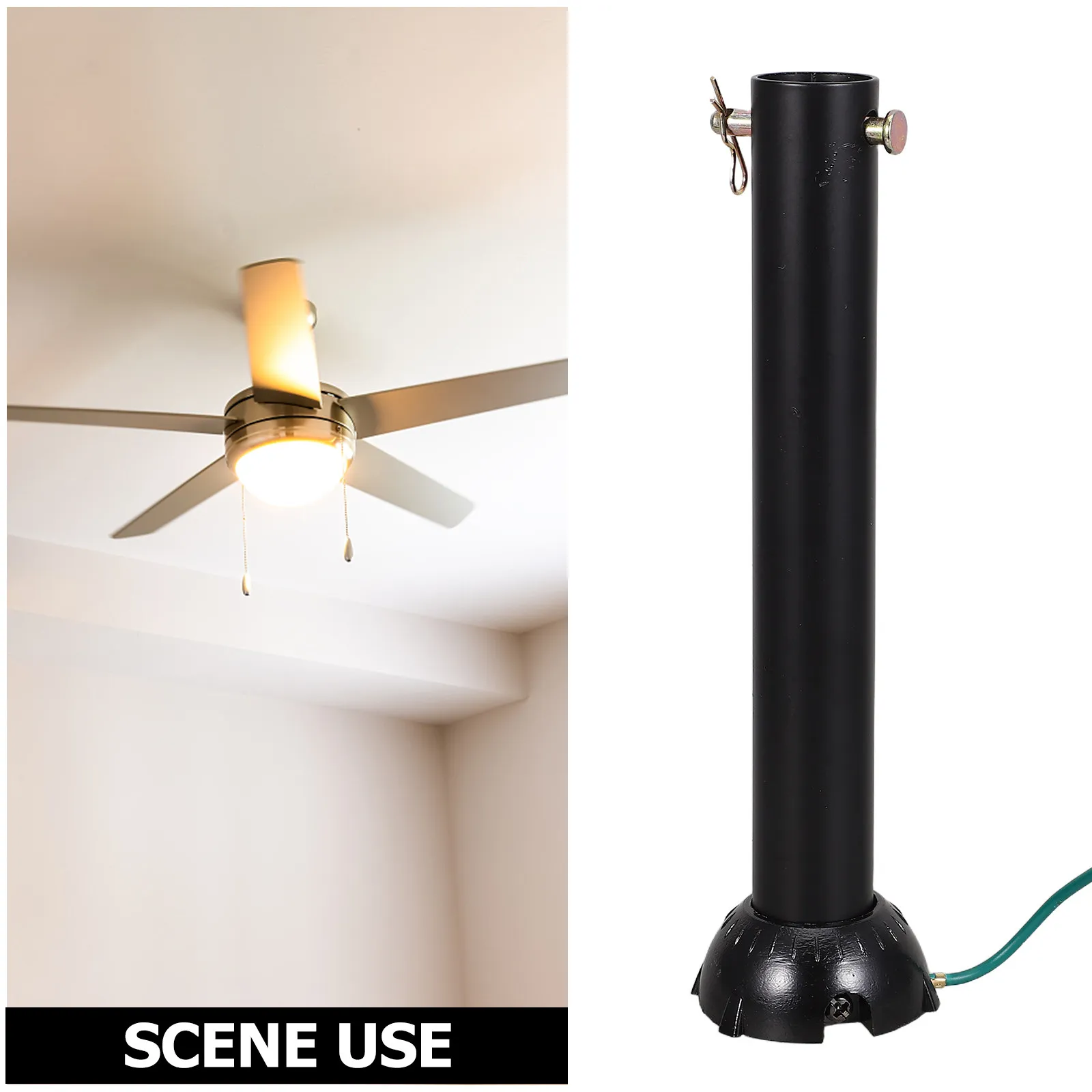 2Pcs Ceiling Fan Downrod Extension Matte Black 8 Inch Fan Light Suspension Rod for Bedrooms Living Rooms Air Circulation