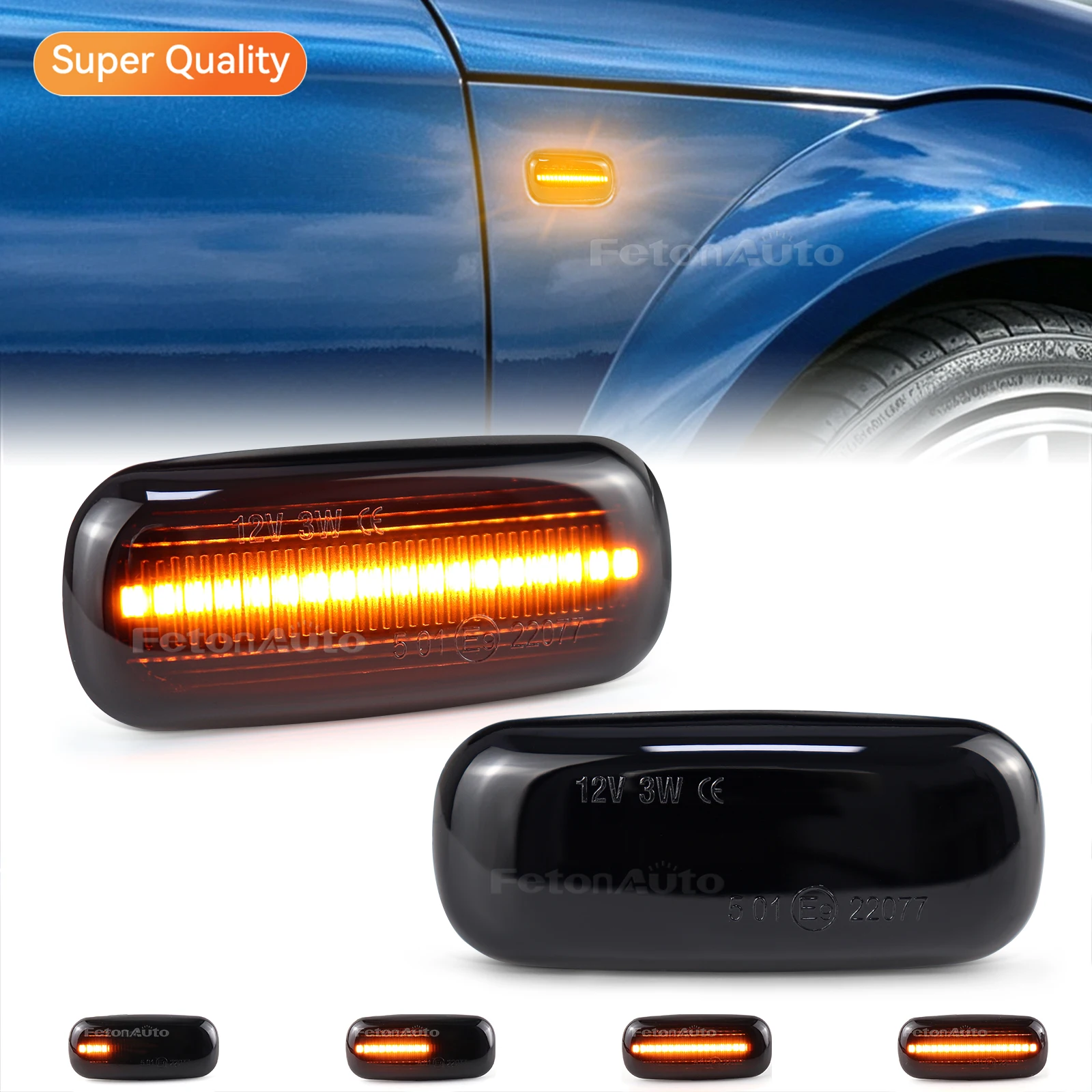 Dynamic Amber Turn Signal Front Fender Side Marker Lights Indicator for Audi A3 S3 8L 2000-2003 A8 D2 1999-2002 TT 8N 2000-2006