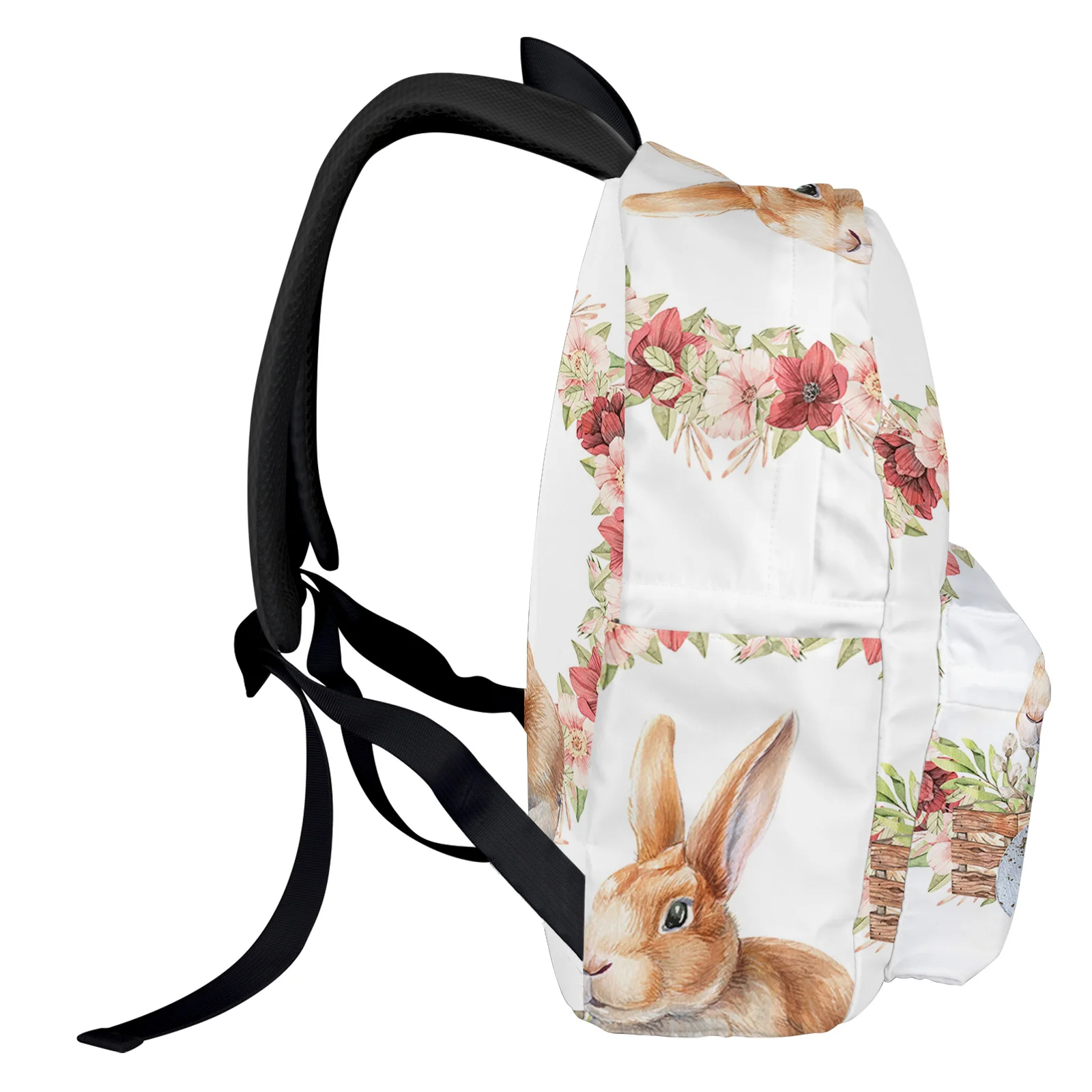 Easter Rabbit Flowers Watercolor Student School Bags Laptop Custom Backpack For Men Women Female Travel Mochila