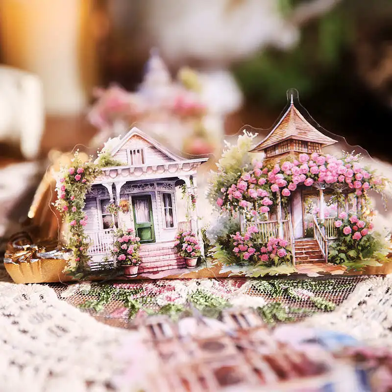 1pack/30Pcs Nostalgic Yard Scenery Stickers, Classic Residence DIY Handmade Album Scrapbooking Decorative Paper Supplies