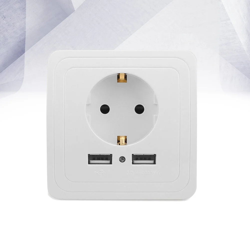 Wandmontage USB-stopcontact 2 USB-oplaadpoorten Brandwerend stopcontact Eu-aansluiting Gemakkelijk te installeren voor thuiskantoor Commercieel