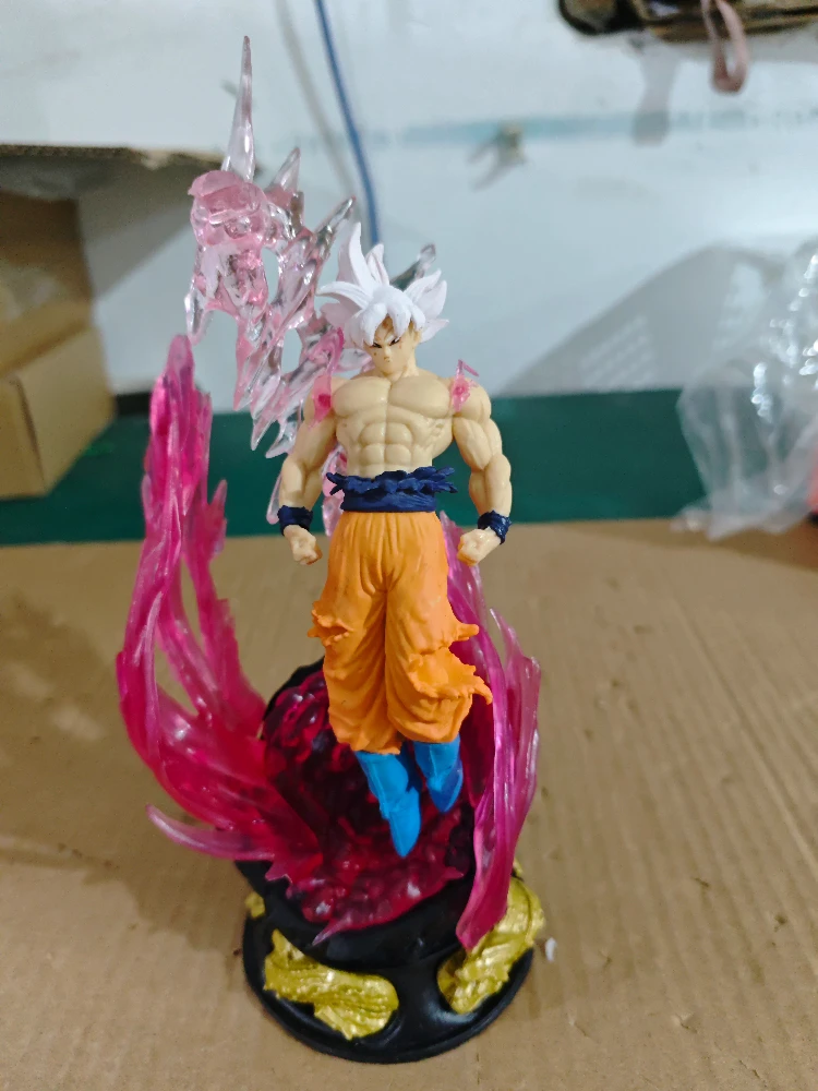 24cm Anime Dragon Ball Can Emit Light Figure Ultra Instinct Son Goku Saiyan Pvc Sculpture Doll Decoration Model Collection Gifts