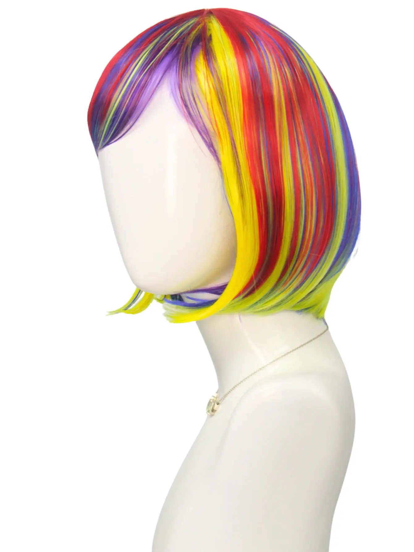 Rainbow Short Bob Wig, Colorful Short Synthetic Wig, Vibrant Dopamine Party Short Hair, Eye-catching Wig for Party and Festival