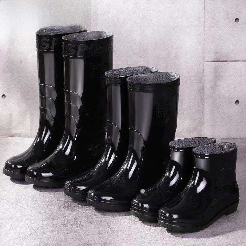 

Men's Black High-Cut Rain Boots Anti-Slip Kitchen Water Shoes Long Tube Short Water Boots Labor Protection Shoes Reflective F...