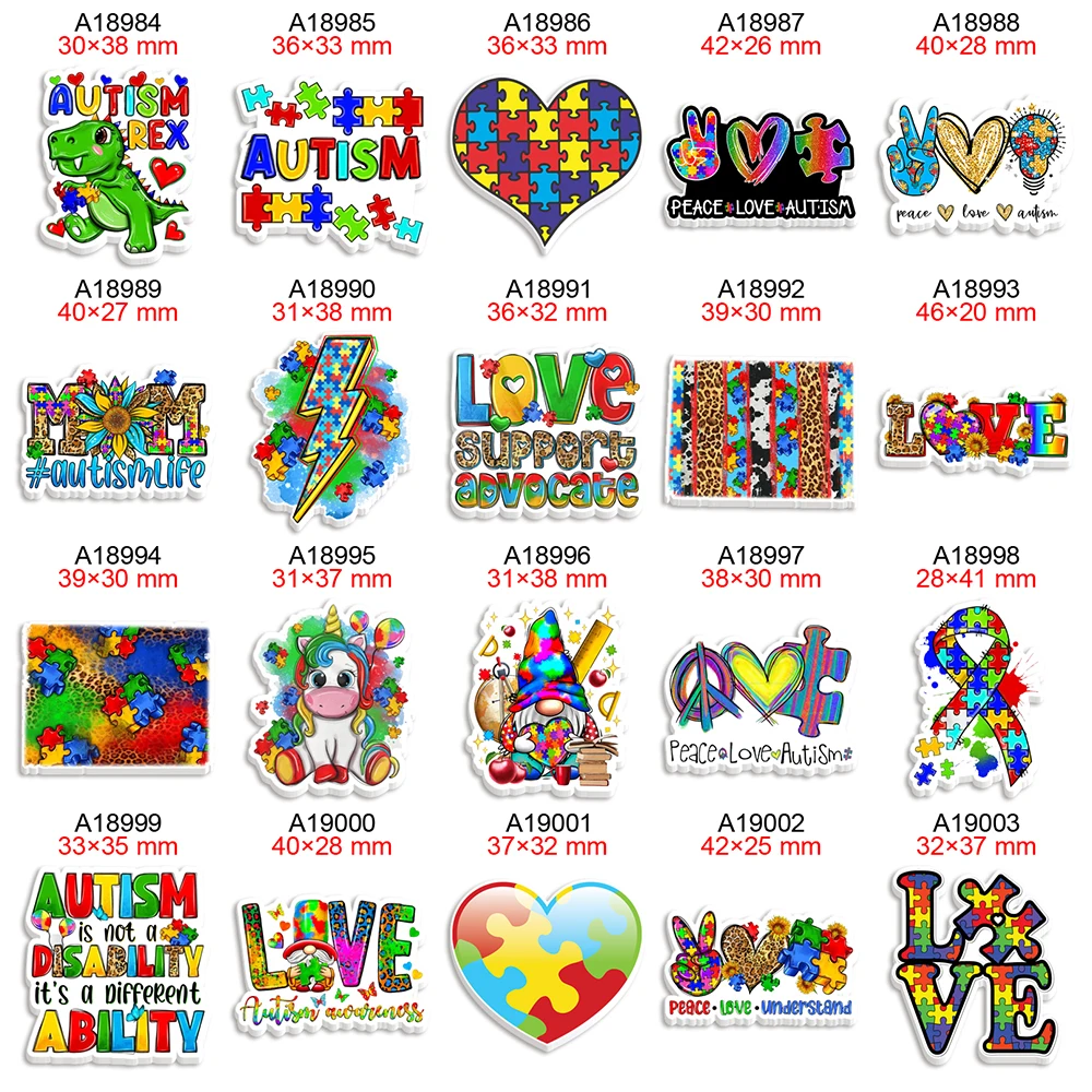 

Cartoon Autism Planar Resin Flatback Printed for DIY Hairbows Handmade Craft Material Accessories