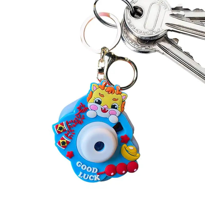 Projector Camera Key Chain Projector Dragon Camera Cartoon Pendants Cute Pendants With Button Battery Portable Animal Keychain