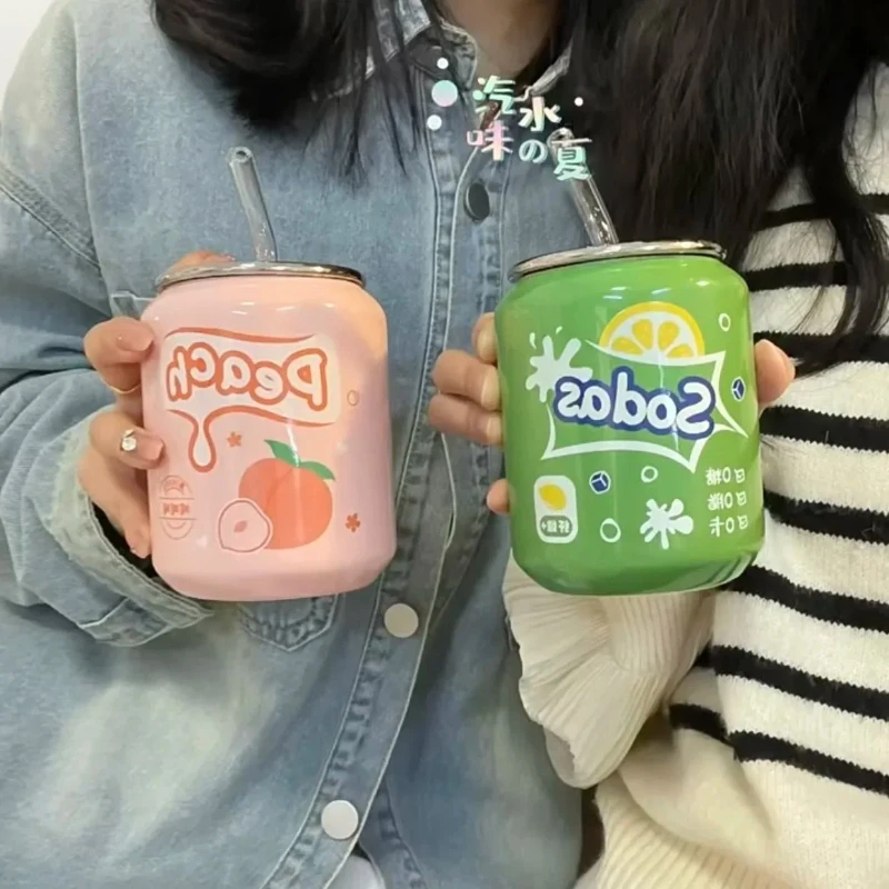 

Кружка для романтической пары, керамические чашки и бутылки, уникальный дизайн, модная соломенная чашка для фруктов, цвет свежих фруктов