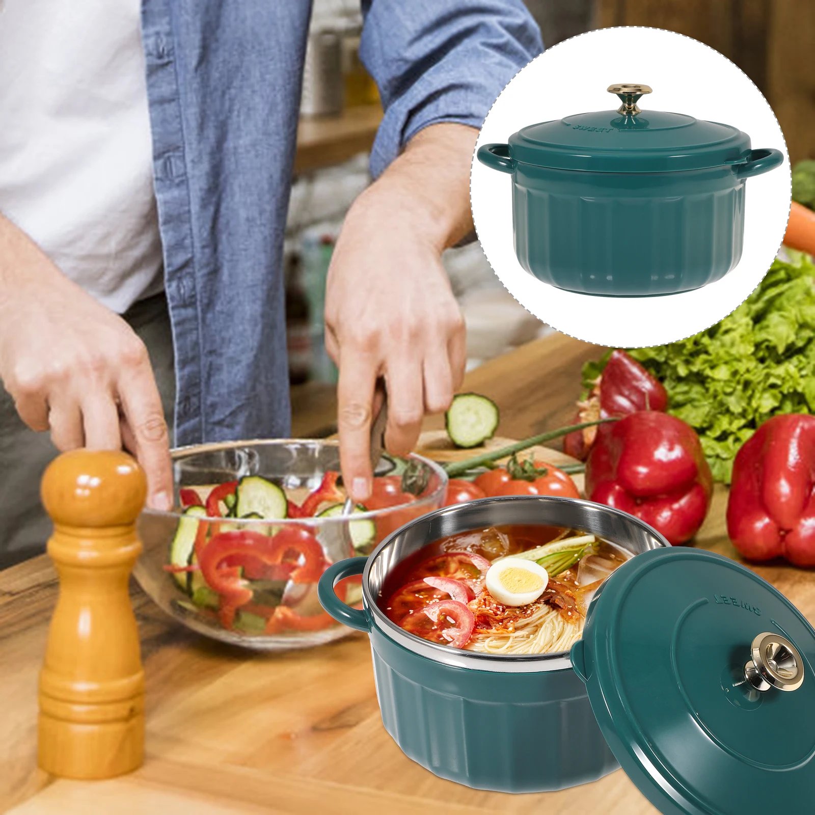 

Stainless Steel Lunch Box Elegant Soup Bowl Kitchen Food Serving Bowls Ramen Student Trifle Christmas Birthday Party