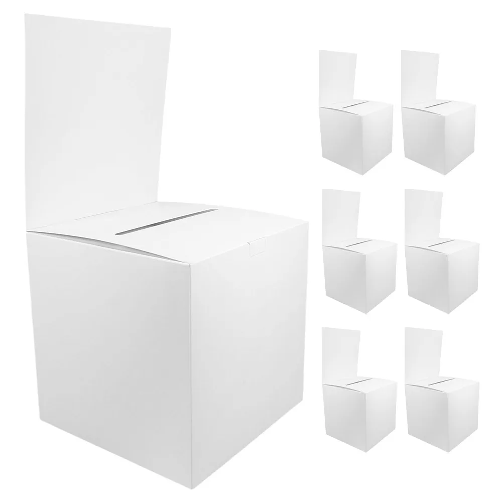 7Pcs White Cardboard Voting Box Large Capacity Slot Drawing Raffle Ticket Suggestion Donation Collection Voting Box with Slot