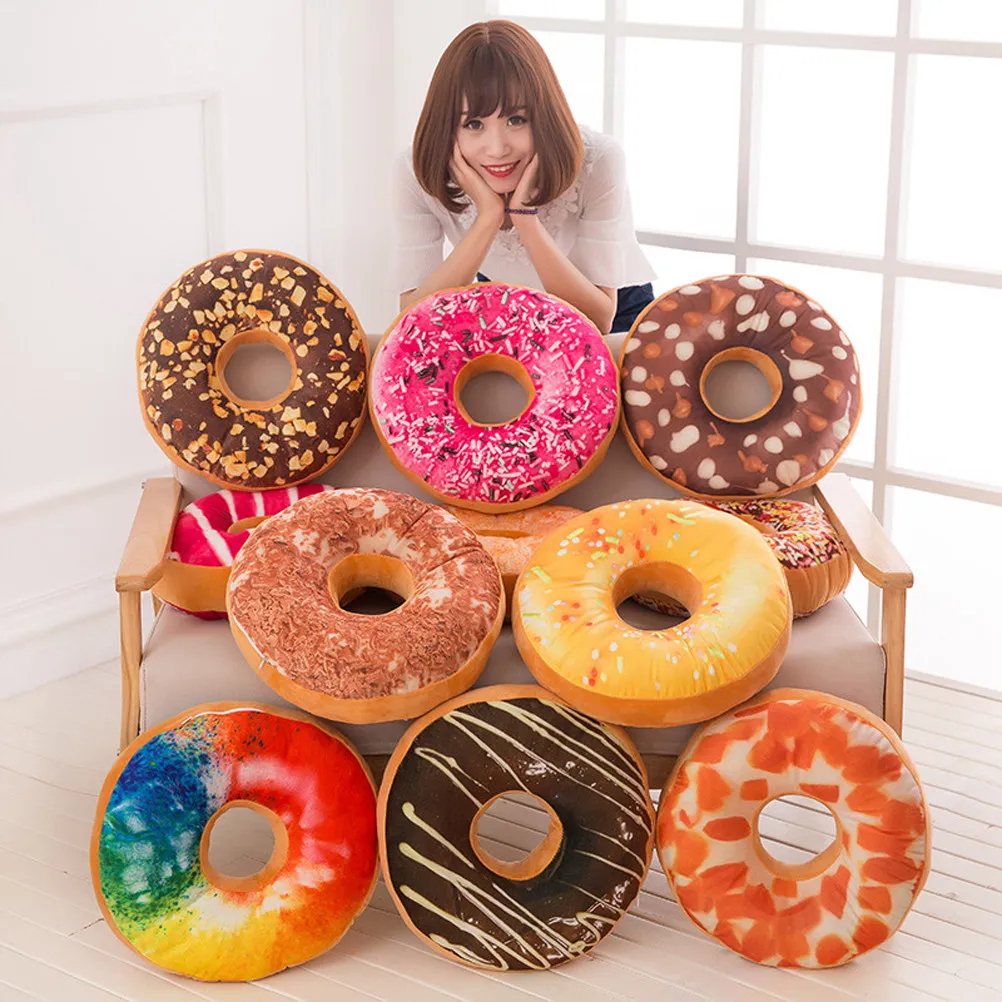 

40Cm Doughnut Shape Pillow Super Soft Filled Cushion for Living Room Bedroom Car Seat Back Support Donut Throw Pillows