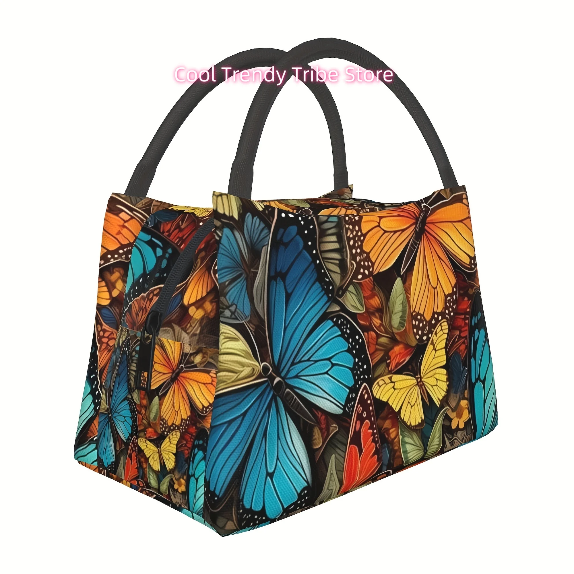 

Сумка для обеда с принтом бабочек: можно стирать вручную, многоразовая, идеально подходит для пляжа, походов или офиса - 11 x 6 дюймов. 7 дюймов x 6 дюймов 3 дюйма (28 см)