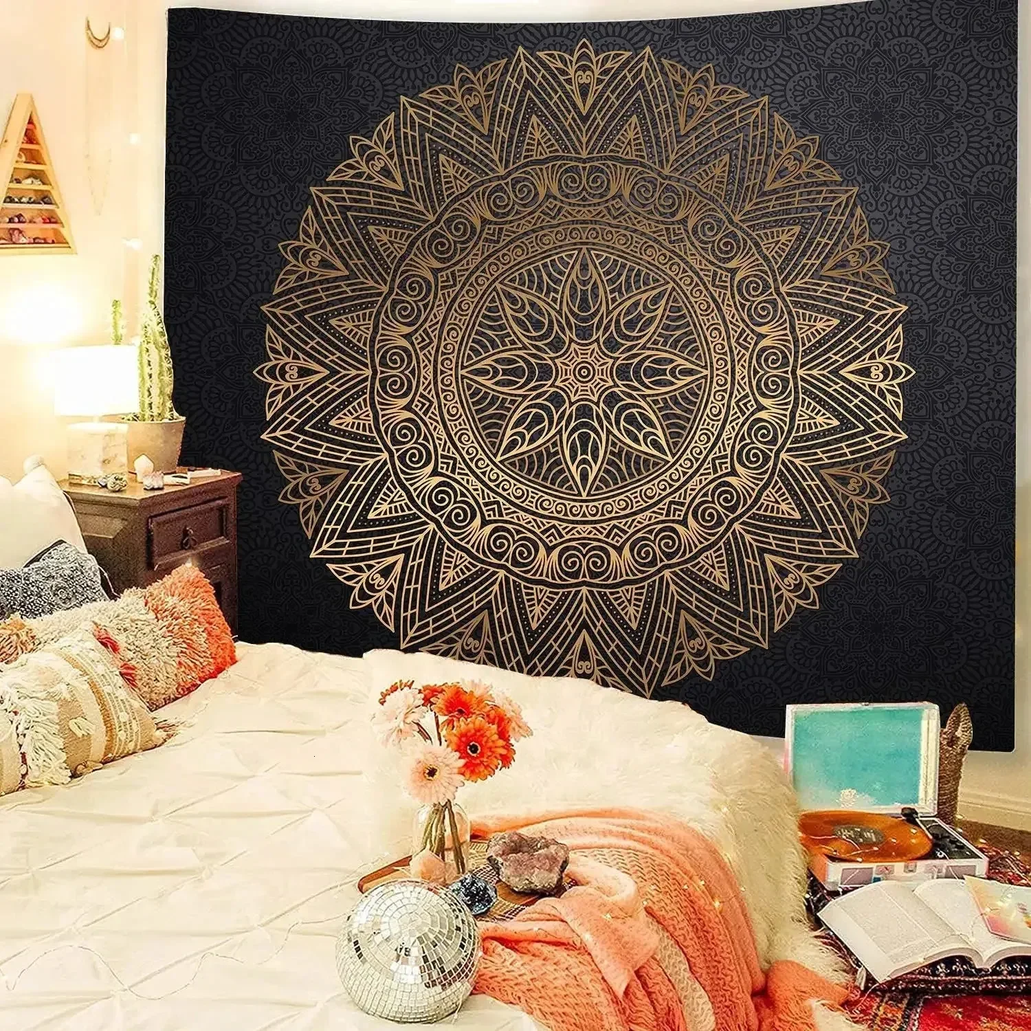 Bohemian Decorative Wall Cloth Tapestry Psychedelic Hippie Night Moon Tapestry Mandala Tapestry Indian Mandala 260728