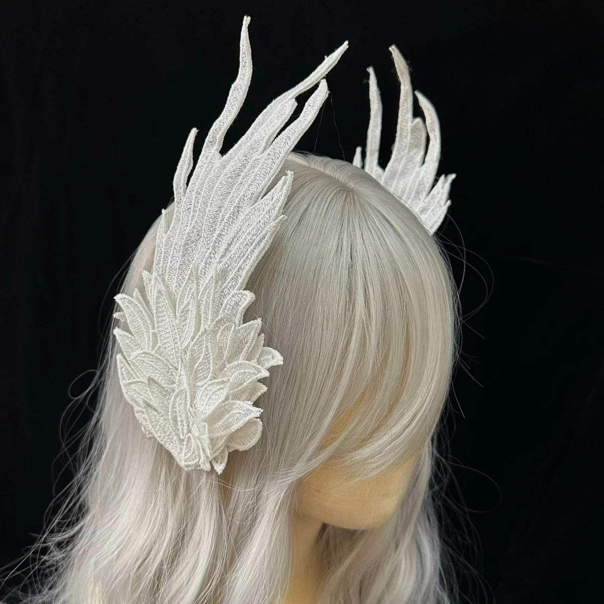 1 Paar schwarz-weiße Feder-Engelsflügel-Haarspangen, Lolita-Haarspange, Haarnadel, Lolita, Anime, Cosplay, Halloween, Kostüm, Haar-Accessoires