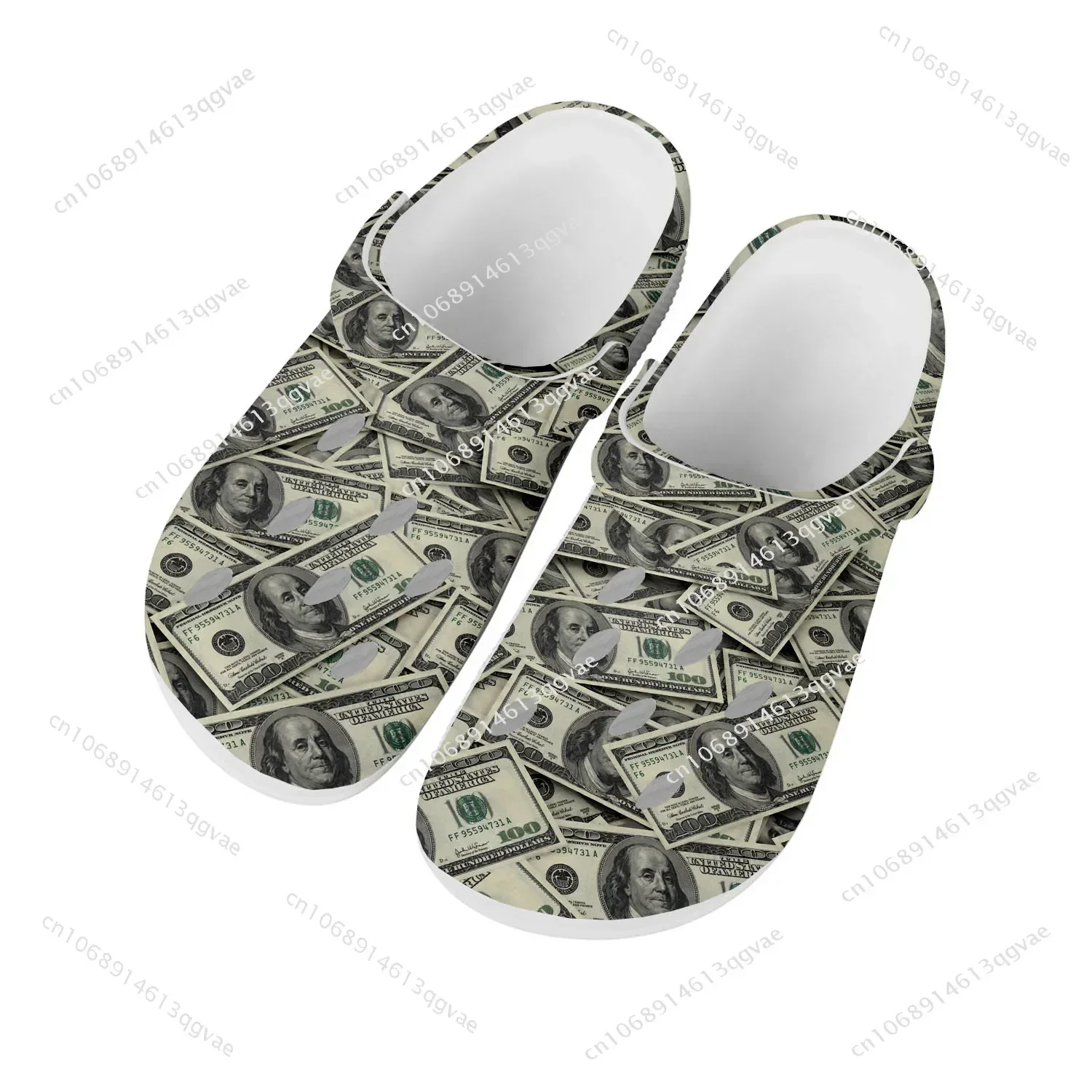 

Dollar Printed Popular Home Clogs Custom Water Shoes Mens Womens Teenager Shoe Garden Clog Breathable Beach Hole Slippers White