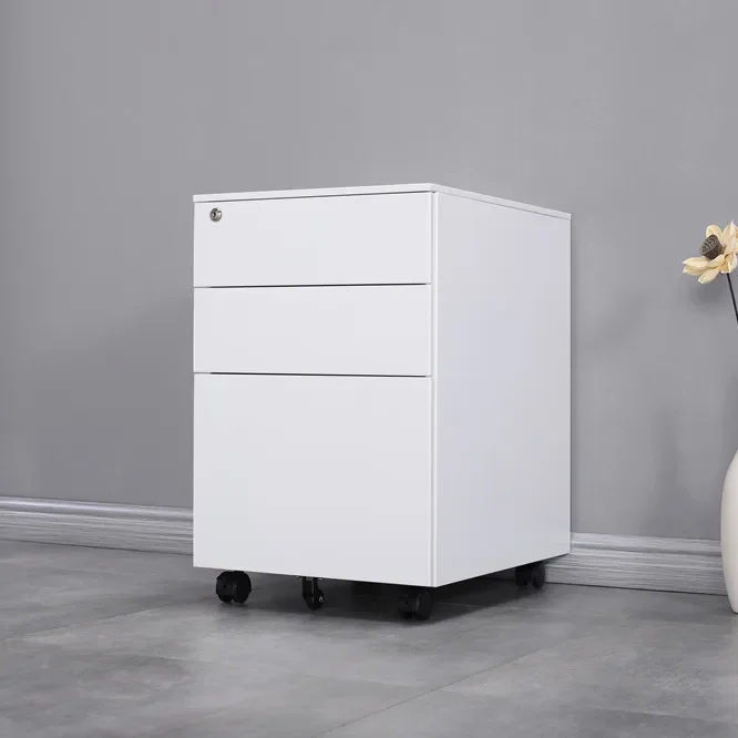 Knocked down mobile pedestal  filing cabinet wheels under desk Mobile filing cabinets