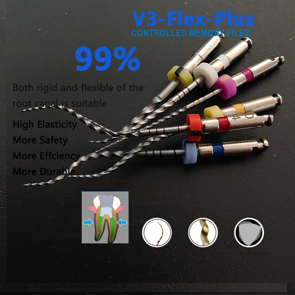 6pcs/pack 25mm/31Dental File Root canvas 04tape Endodontic File Gold Heat Flex Plus Files Rotary File Flexible Dental Materials