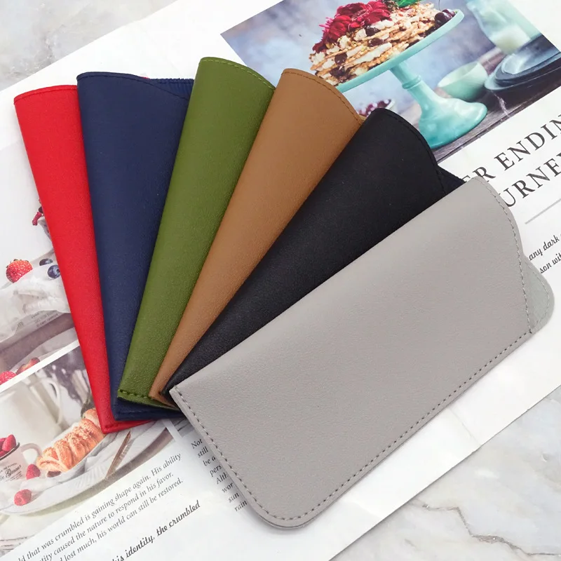 Unisex Leather Texture Eyeglass Storage Pouch Portable Dust‑Resistant Soft Glasses Case Durable Protective Eyewear Accessories