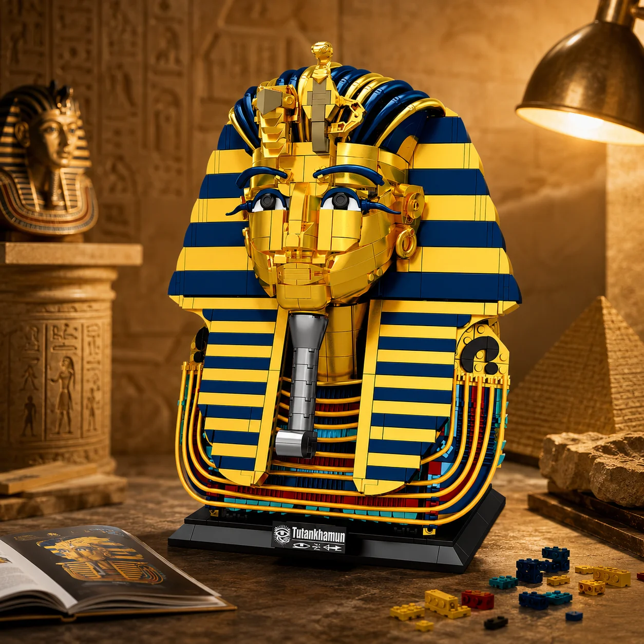 

MOC Creative Golden mask of the Egyptian pharaoh Building Blocks Bricks Assembling Model DIY Toys for Boys Birthday Gift 1603pcs
