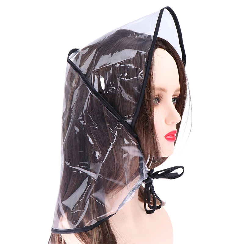 

1pc Protect Hairstyle Reusable Plastic Transparent Windproof and Rainproof Cap Waterproof Rain Wind Hat Hood Bonnet Hair