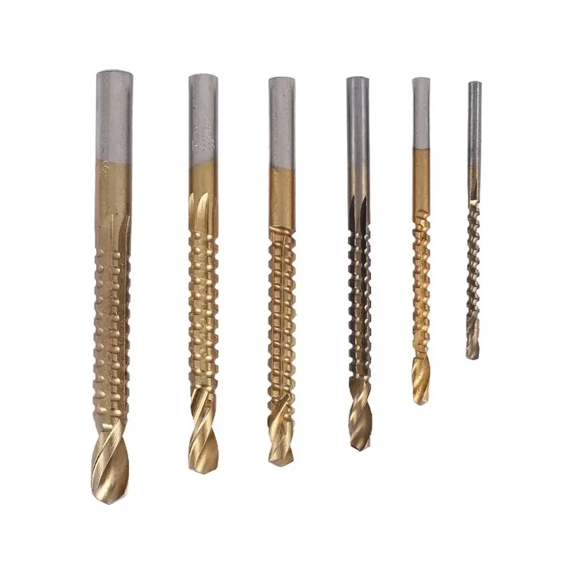 

ABMH-6Pcs Cobalt Drill Bit Set Hole Saw Grooving Set Woodworking Sawtooth Drill Slotted Drill