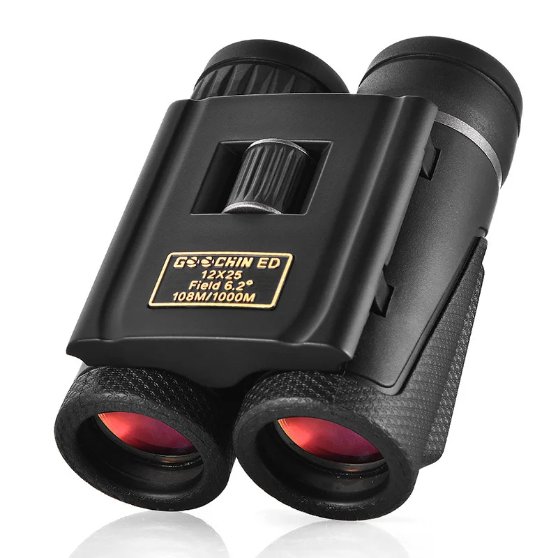 High Powerful 12x25 Compact ED Binoculars for Adults and Kids with Large Eyepiece Easy Focus Binoculars for Bird Watching Travel