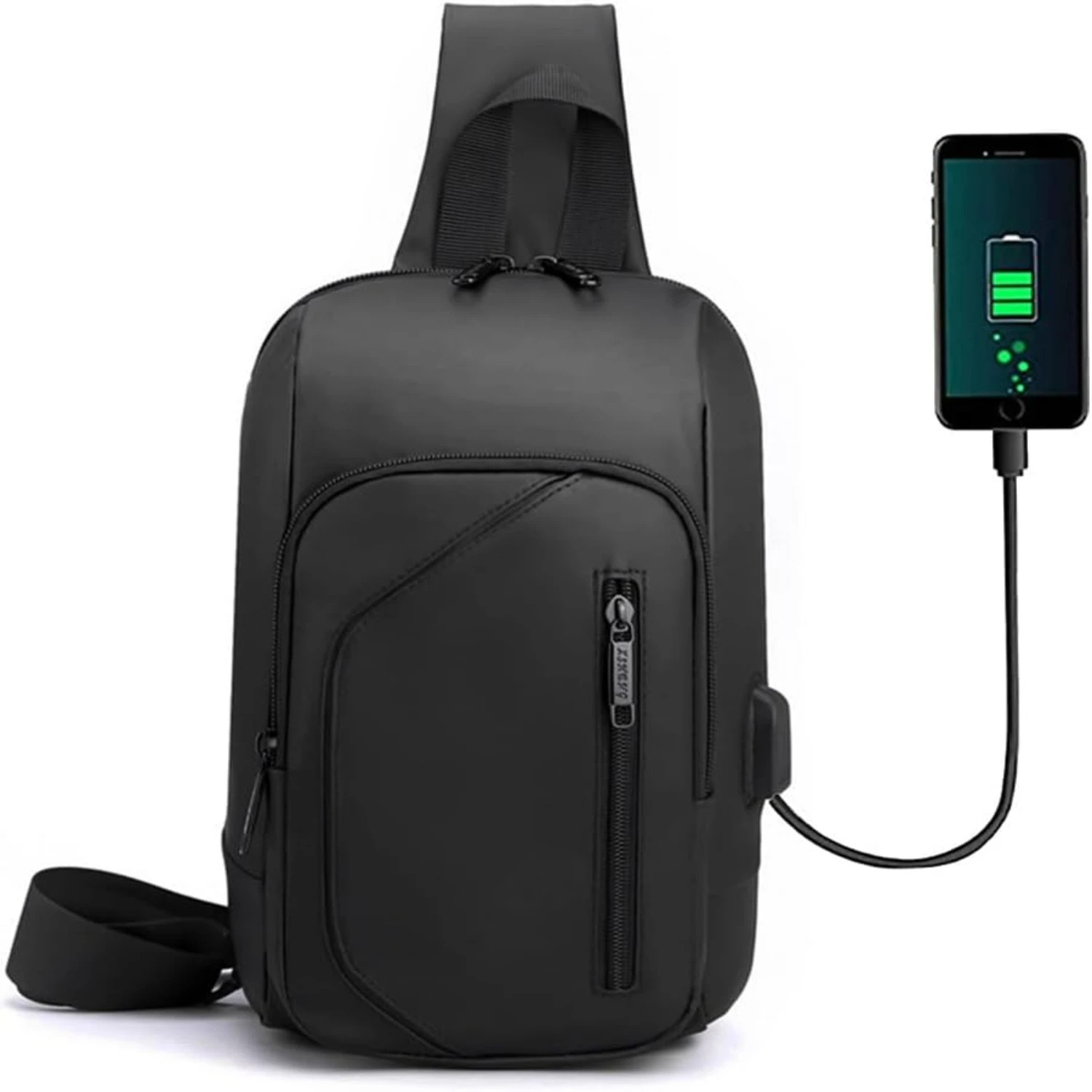 Active Outdoors Men's Stylish Black Waterproof Anti-Theft Crossbody Sling Bag with Spacious Design and USB Charging Port - Ideal