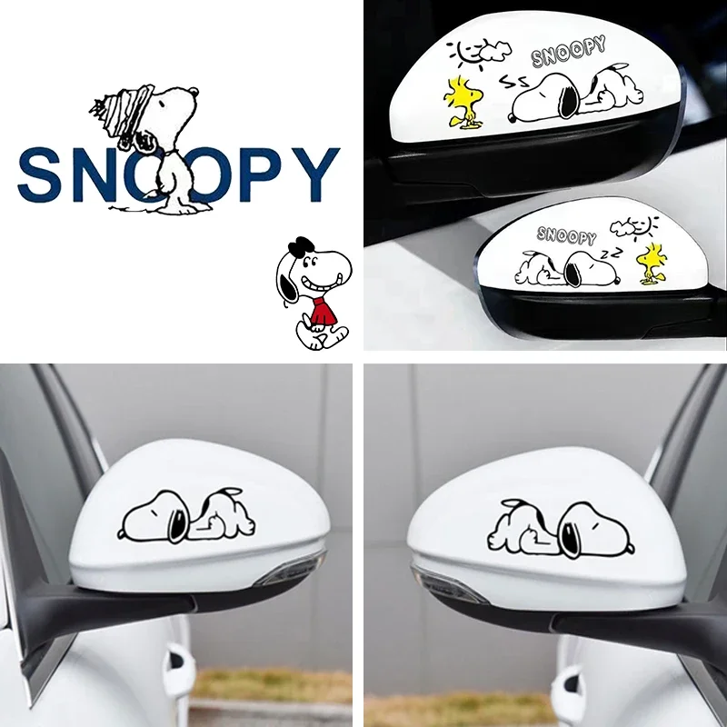 Snoopy Car Accessories Universal Auto Sticker Non Fading Fashion Strip Side Rear View Mirror Cute Decor Decal Waterproof Sticker