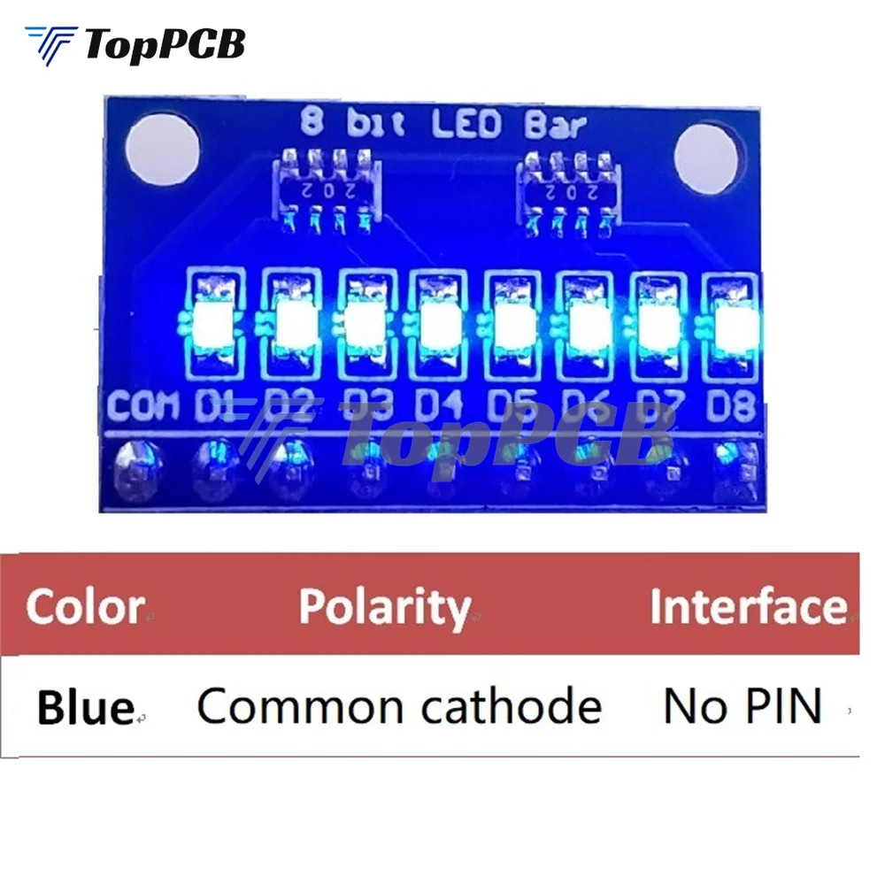 3.3V 5V 8 Bit LED Bar Blue Red Common Anode/Cathode LED Indicator Module Diy Kit for Arduino NANO UNO Raspberry Pi 4 Nodemcu