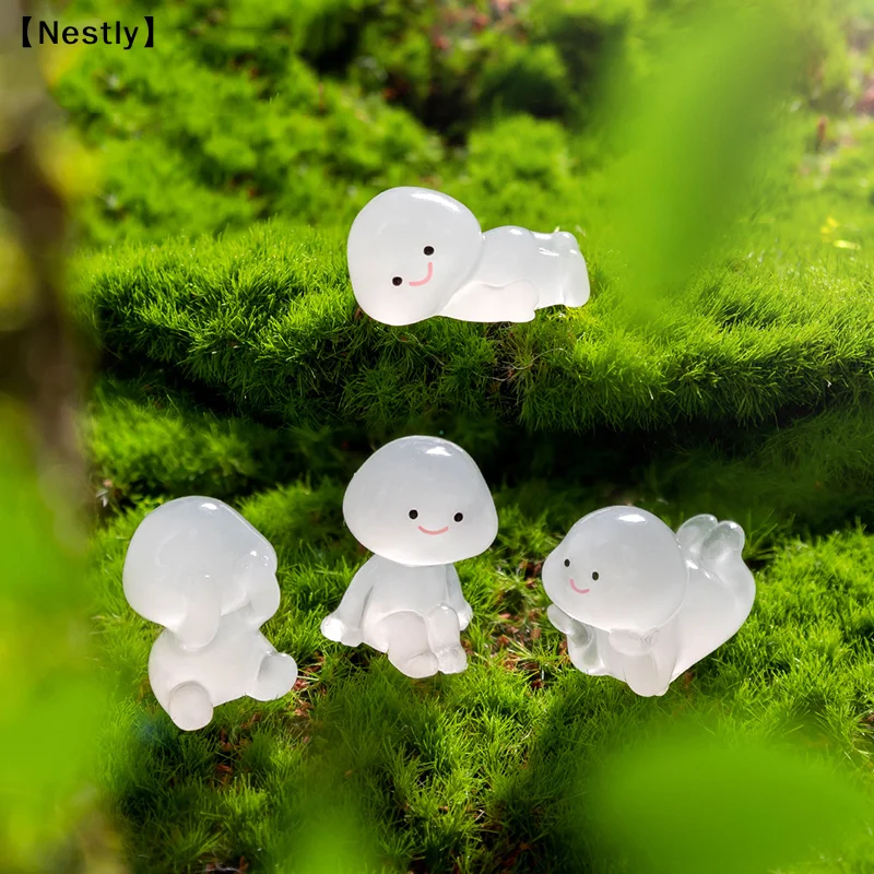 Cartoon Luminous Small People Figurines Glow In Dark Cute People Figurines Miniatures Resin Crafts DIY Little Man Statue〔Nest〕