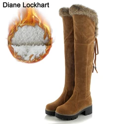 Stivali da neve alti scarpe da donna stivali sopra il ginocchio impermeabili moda femminile pelliccia calda peluche stivali lunghi invernali stivali alti da donna 43