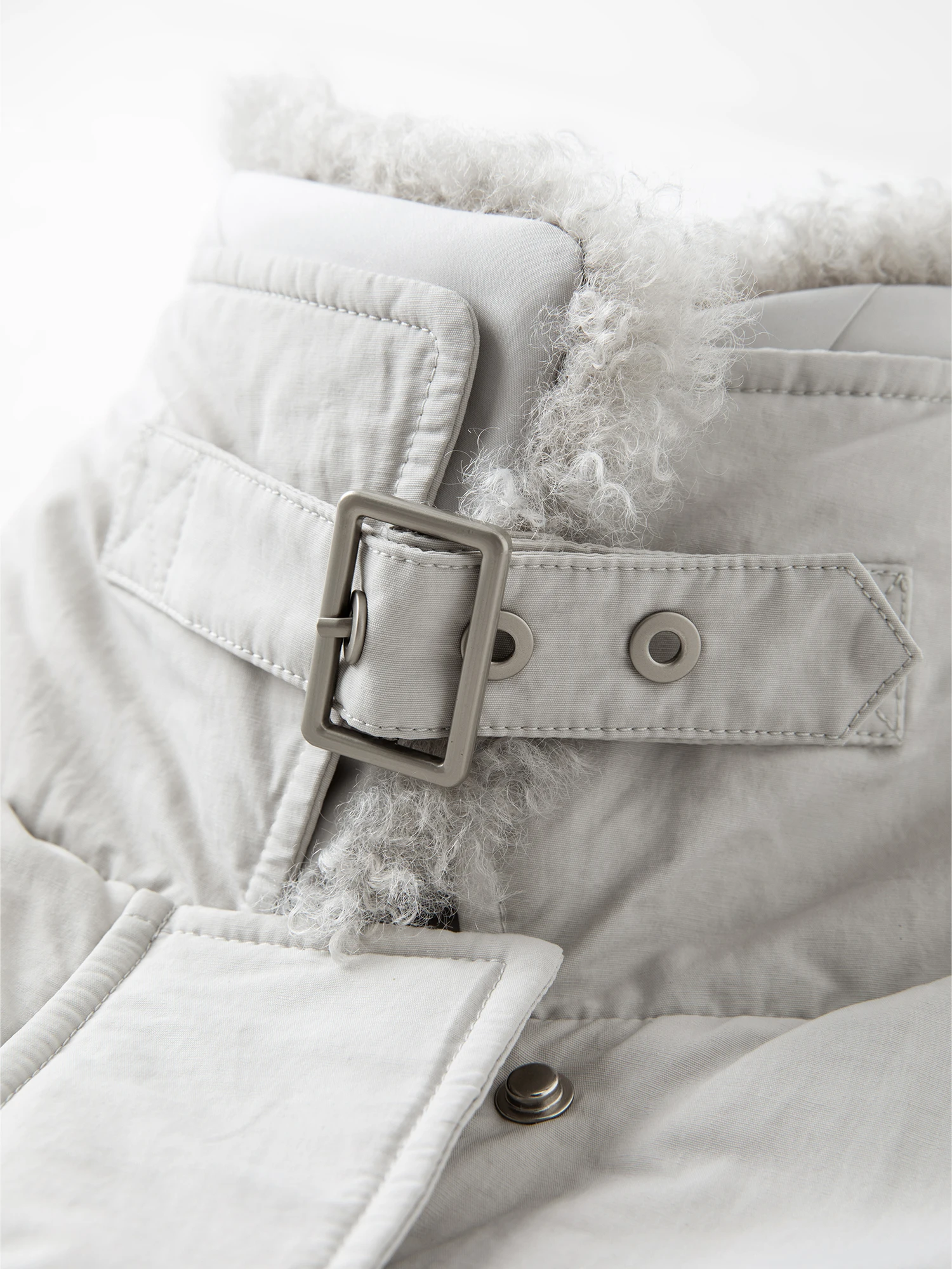 FSLE Cashmere Fur Collar Jacket Down Jacket Women Short Retro Barn Style 2026 Winter New Arrival Chic Personality