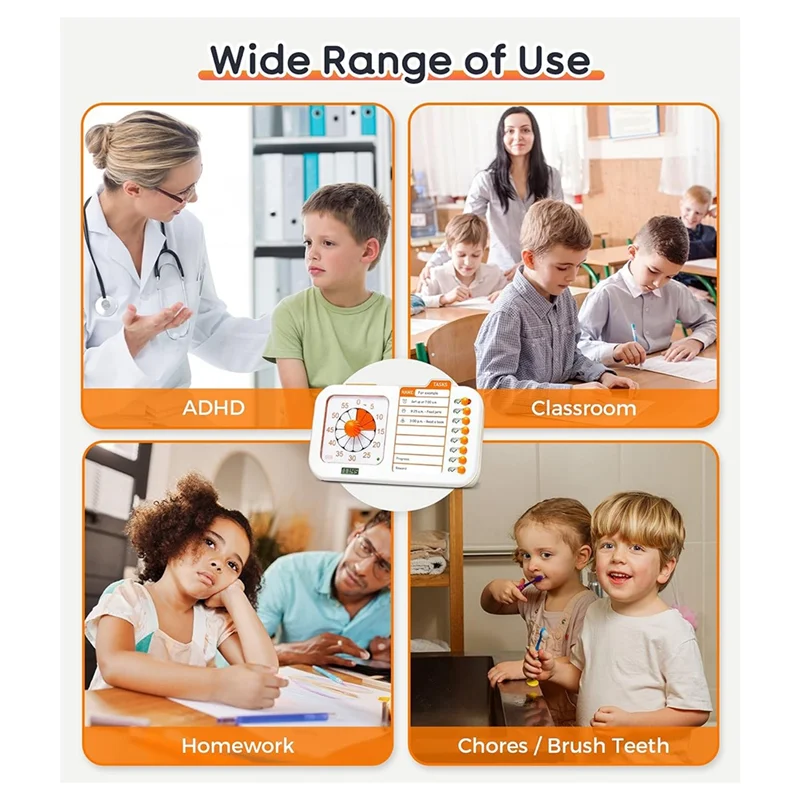 B37B-3-In-1 Visual ADHD Timer For Kids & Adults With Planning Board, Task Timer, Chore Chart & Visual Schedule Planne