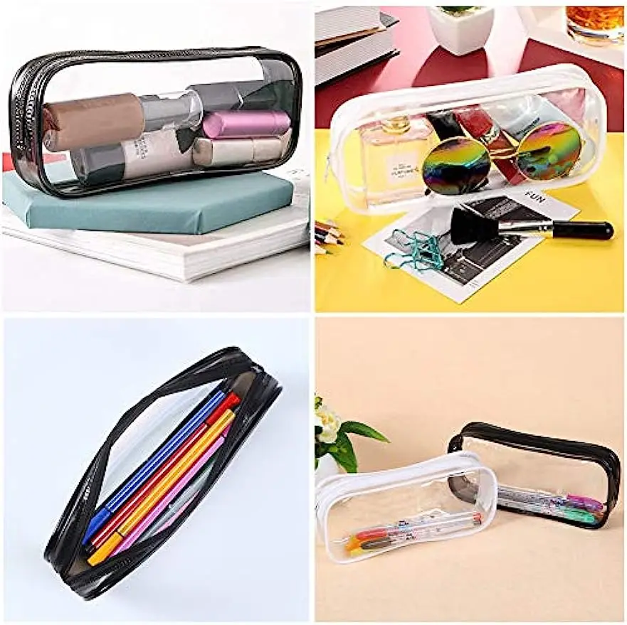 Kawaii Transparent Pencil Case Large Capacity Waterproof Pen Box for Girls Cosmetic Bag Stationery Office School Supplies