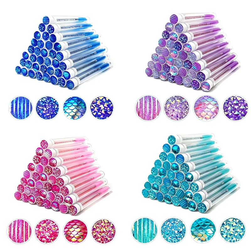 New 20/40pcs Reusable Eyelashes Brush Disposable Eyelash Brush Tubes Dust-proof Lash Spoolies Storage Makeup Tool HZS36