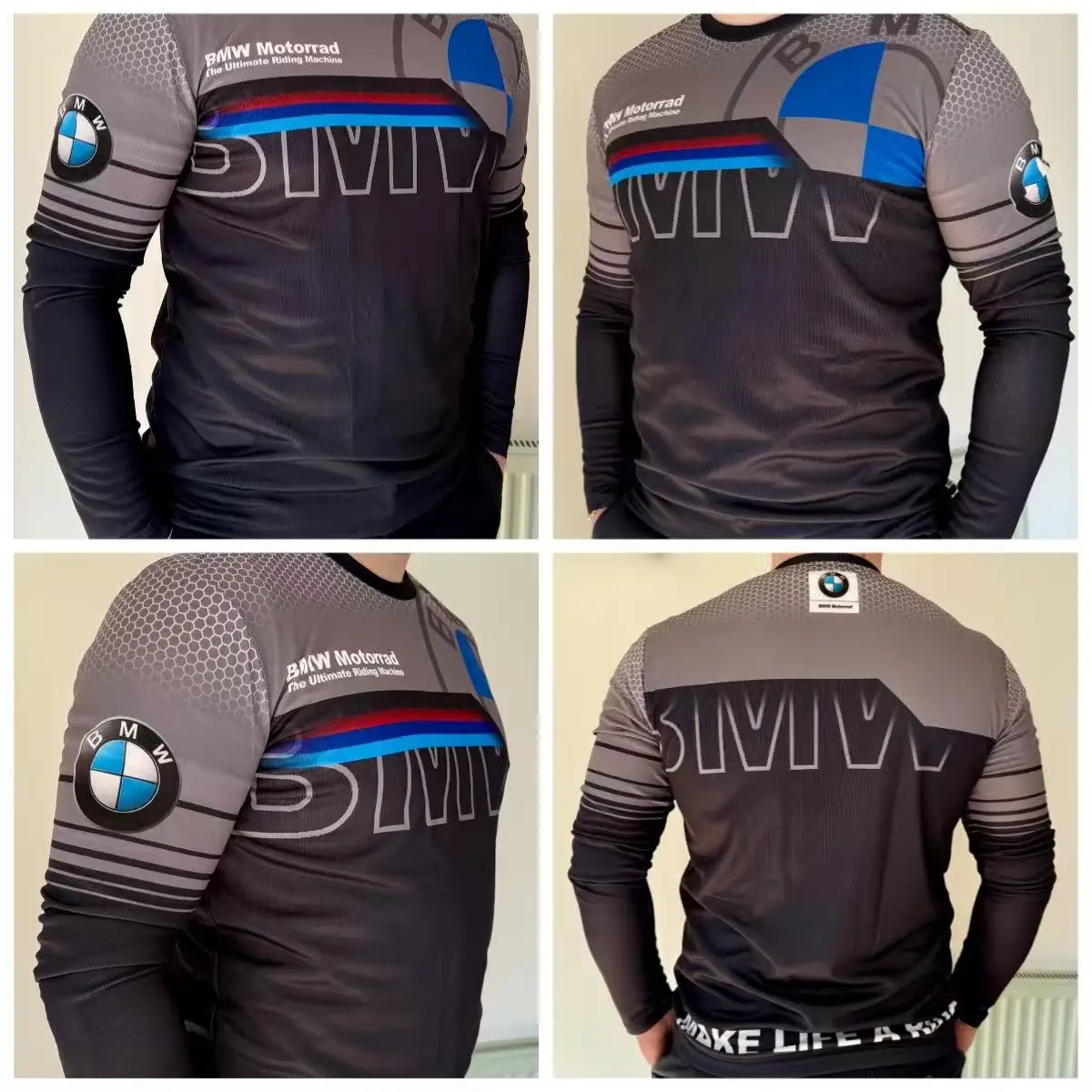 

Лето 2022, новый мотоциклетный костюм BMW, мужская быстросохнущая футболка с длинными рукавами, гоночный костюм, повседневный дышащий модный костюм Y2K