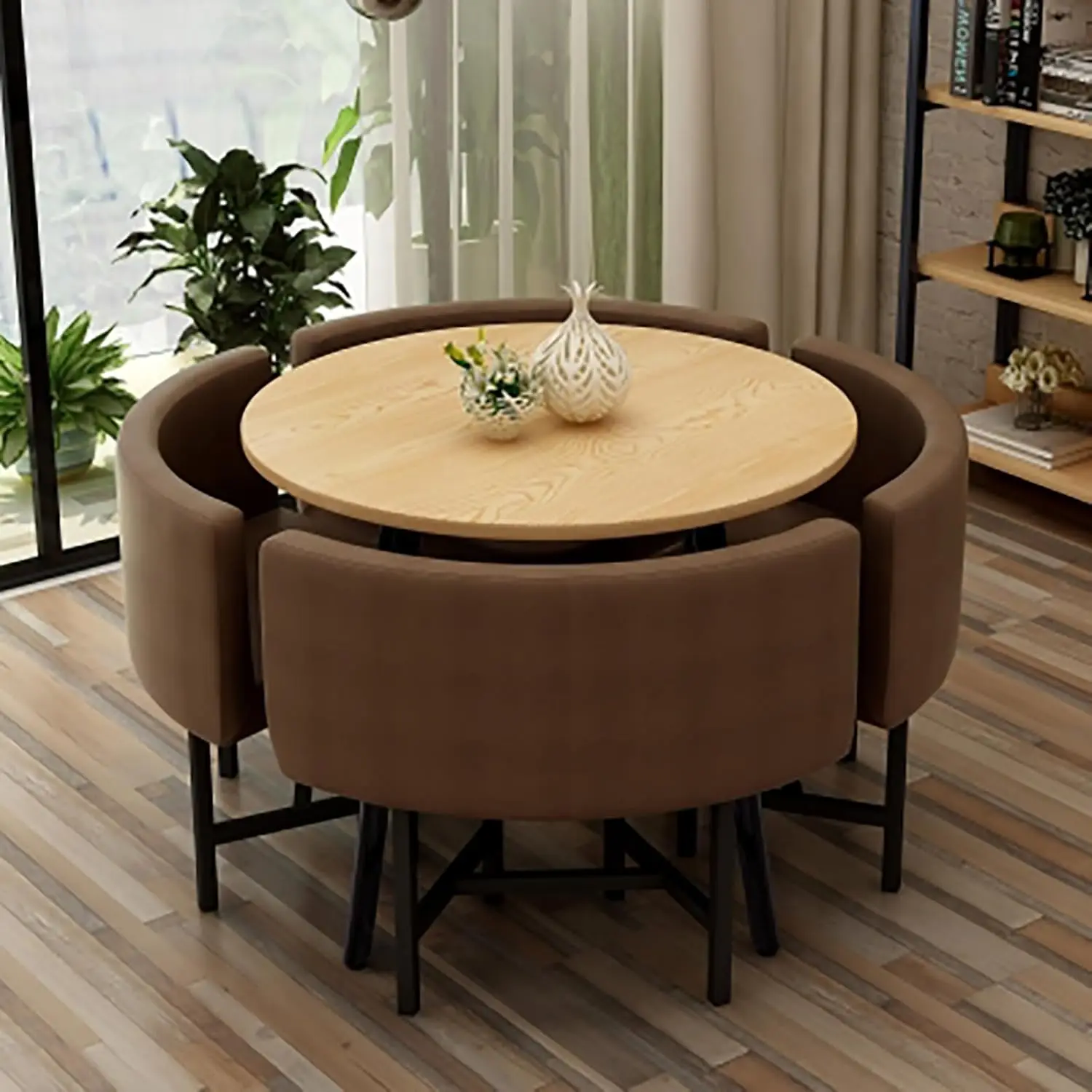 

Комплект: круглый стол и 4 стула, компактный, экономит место, для кухни, кафе, офиса, на заказ