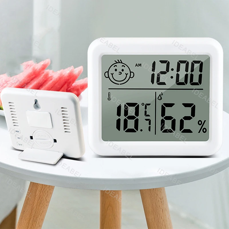 Termohigrómetro Digital LCD grande de 3,2 pulgadas, termómetro Digital electrónico Simple ultrafino para hogar inteligente, higrómetro, reloj de pared