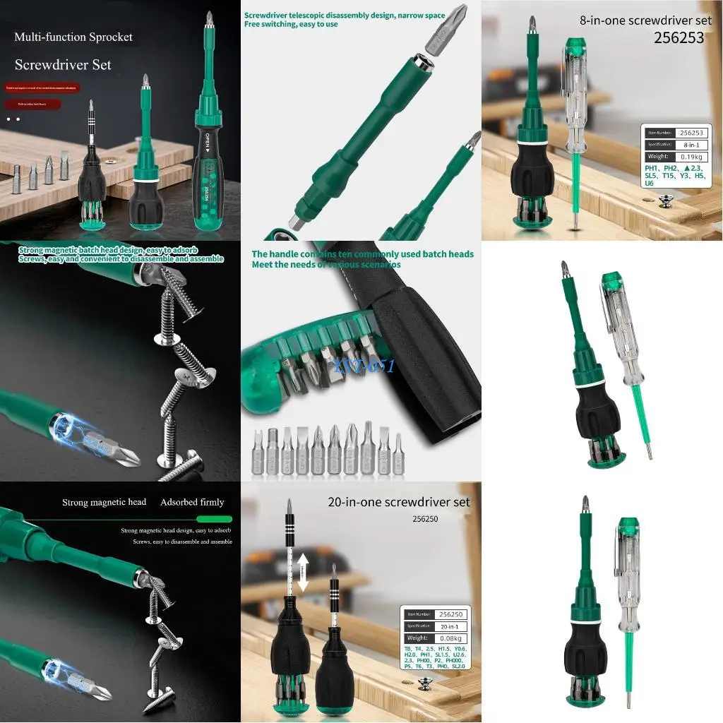 

E15A Ergonomic Carbon Steel Ratcheting Screwdriver Tool Set Bit Nonslip Handle Storage Box For Mechanics And Craftsmen