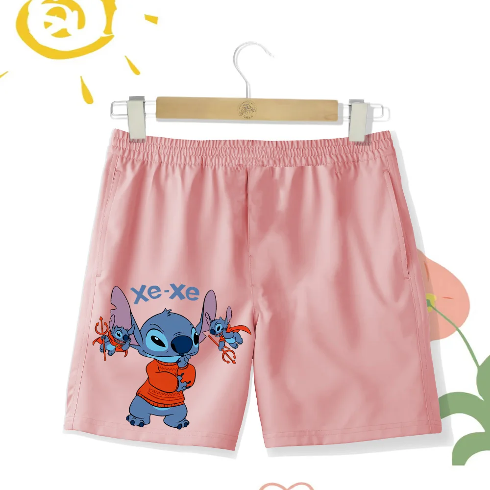 Kids Summer Boys Sports shorts Swim shorts Girls Disney series cartoon Cute Stitch print shorts