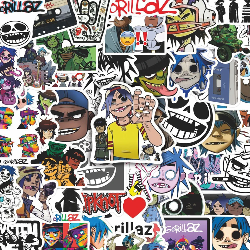 10/30/50 Stück Cartoon Gorillaz Aufkleber Coole Virtuelle Band-Musik Graffiti-Sticker Skateboard Notizbuch Handy Auto Lustige Aufkleber Deko