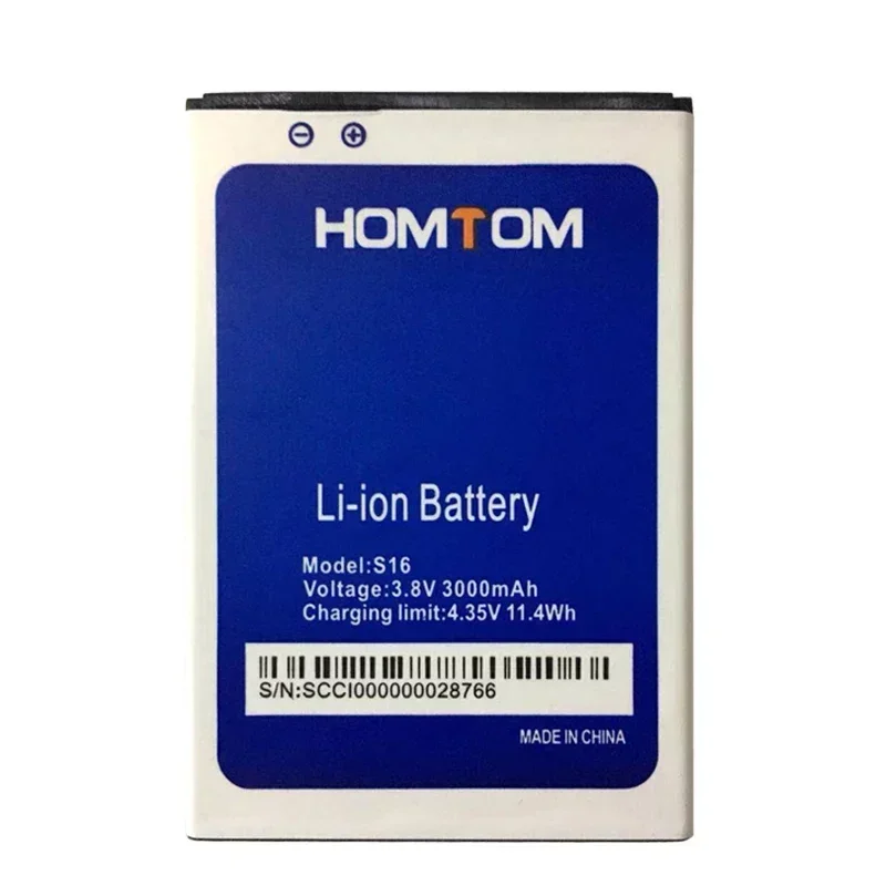 100% Original S16 Battery 3000mAh Replacement 5.5inch HOMTOM S16 Mobile Phone Battery