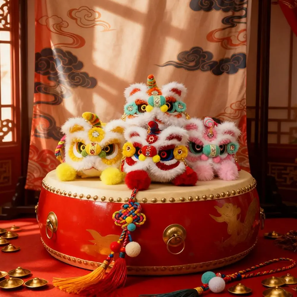 Kintted New Year Shoulder Bag Spring Festival Storage Crochet Lion Dance Bag Chinese Style Coin Purse Plush Messenger Bag