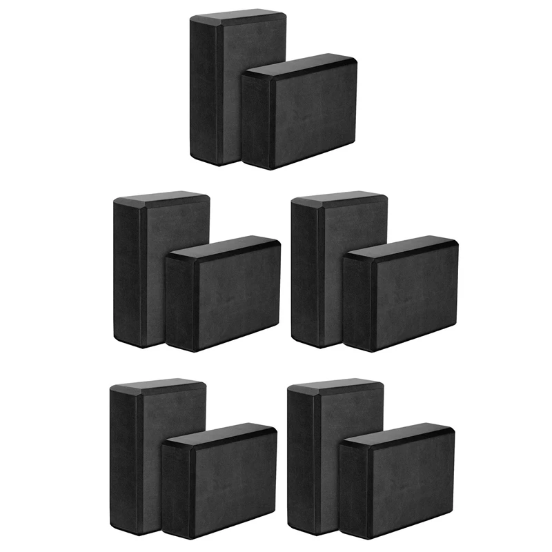 Yoga Blocks 10 Pack,23X15X7.6Cm High Density EVA Foam Yoga Block Exercise Bricks,Eco Friendly & Lightweight,Black