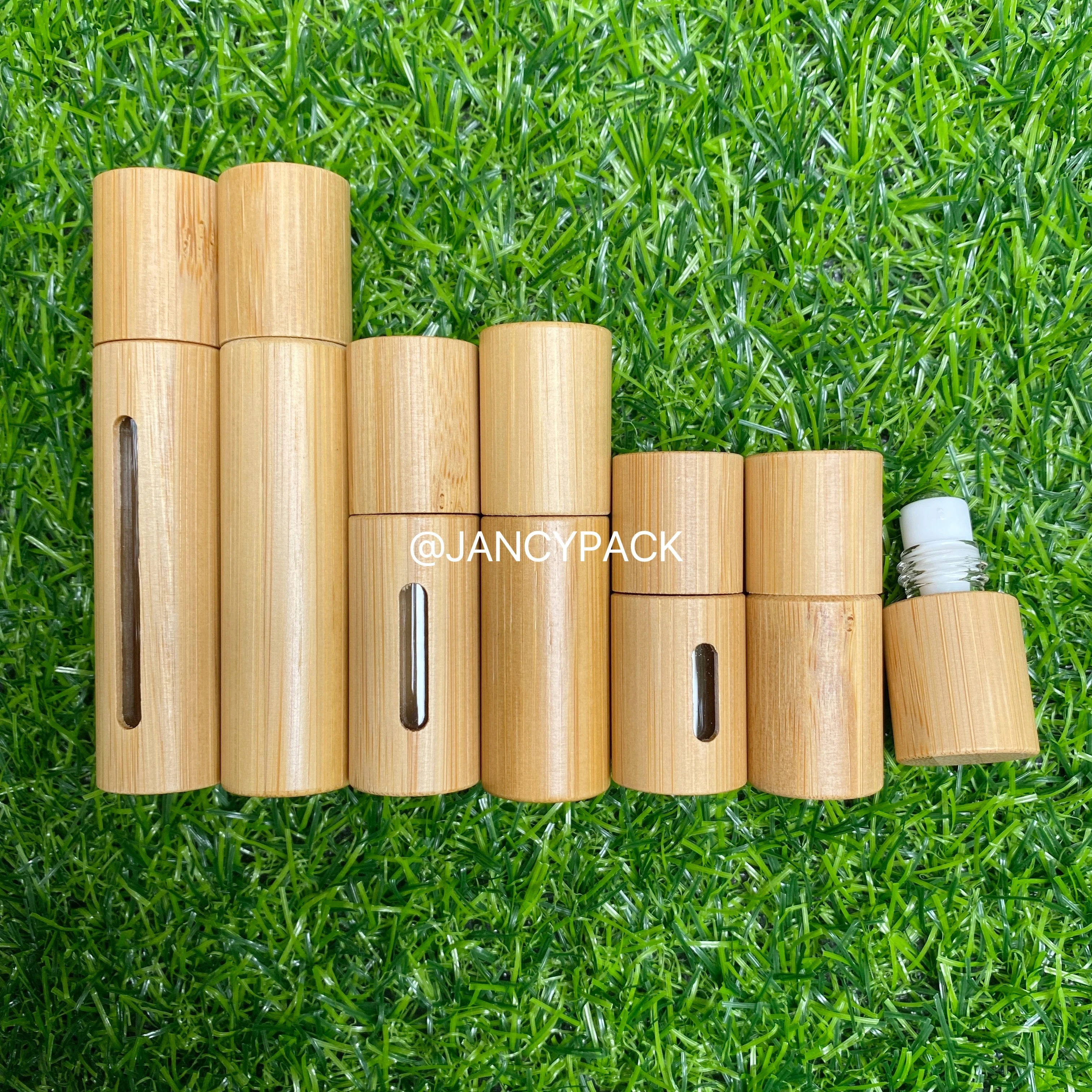 3 5 10ML Bamboo Roller Bottle Wood Roller Bottle Wrapped Bamboo Essential Oil Bottle Refillable Tube Empty Wood/Glass Bottle